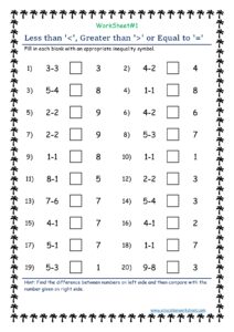 Grade-level specific evaluate and compare expressions worksheets
