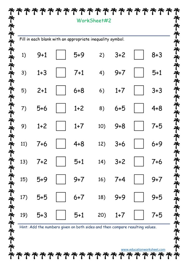 Comparing Expressions Worksheets - Education Worksheet