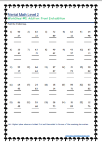 Front End Addition Tricks For Mental Math