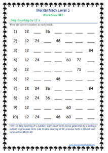 Skip counting printable worksheets 12