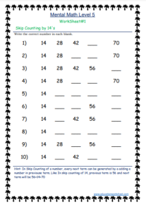 Skip counting printable worksheets 14