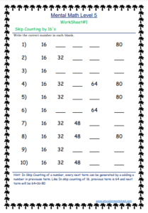 Skip Counting Printable Worksheets 16