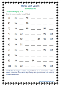 Skip Counting Printable Worksheets 16