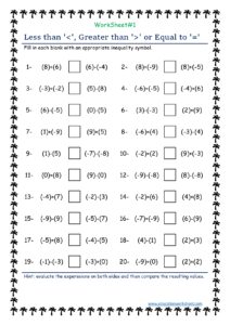 comparing and ordering integers