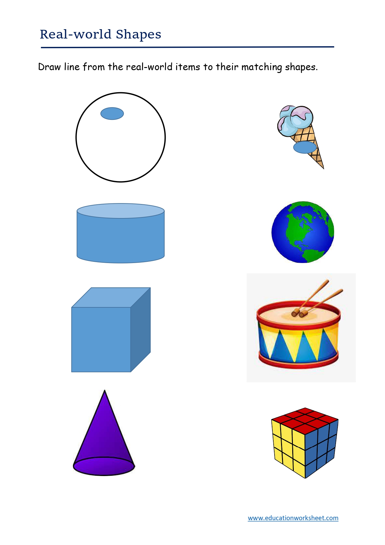 Identifying 3d Shapes In Everyday Objects - Education Worksheet