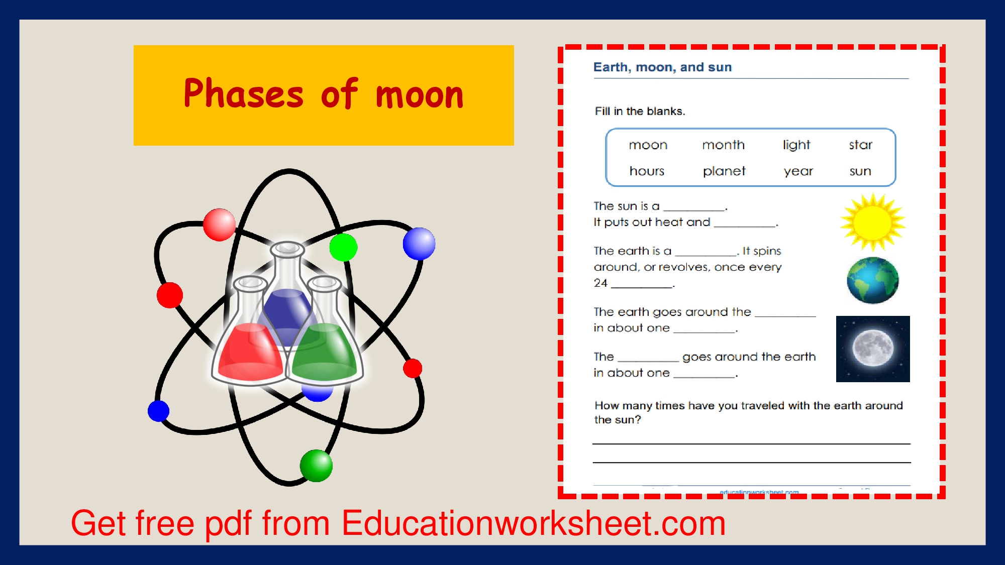 Moon phases for kids worksheets