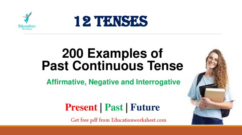 Past Continuous Tense examples Worksheets