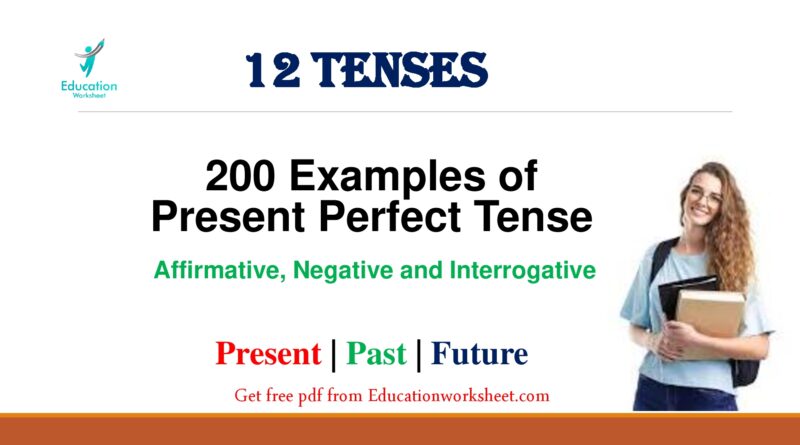 Present Perfect Tense affirmative examples