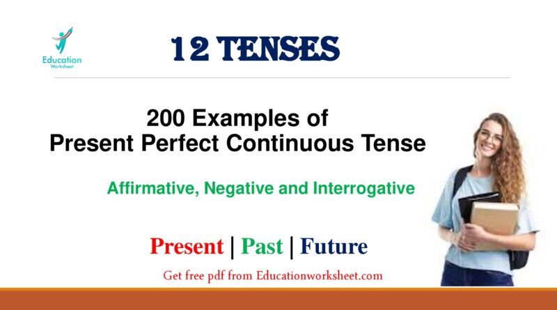 Present Perfect Continuous Tense examples Worksheets