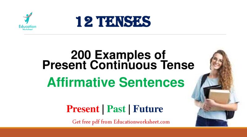 Present Continuous Tense affirmative examples