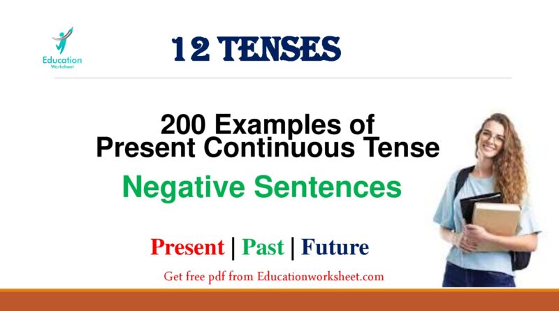 Present Continuous Tense negative examples